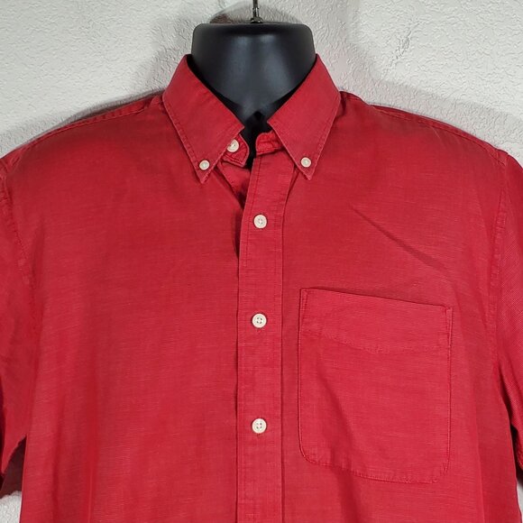 Cutter & Buck Mens Medium Short-Sleeve Red Button-Up Shirt 100% Cotton - Picture 5 of 9